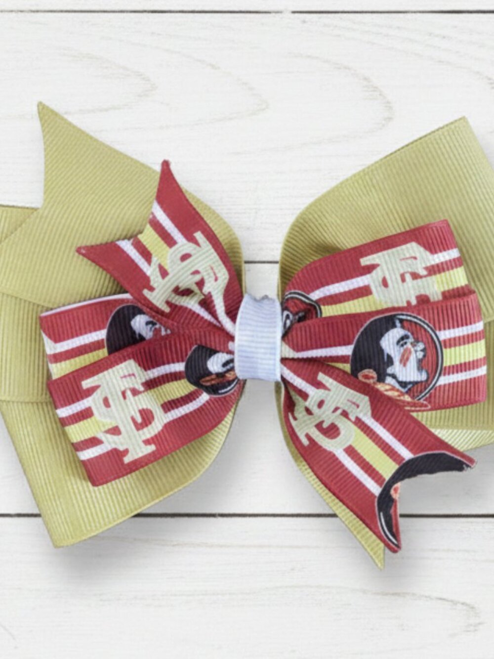 Collegiate Double Hair Bow, University, Florida State, Seminoles